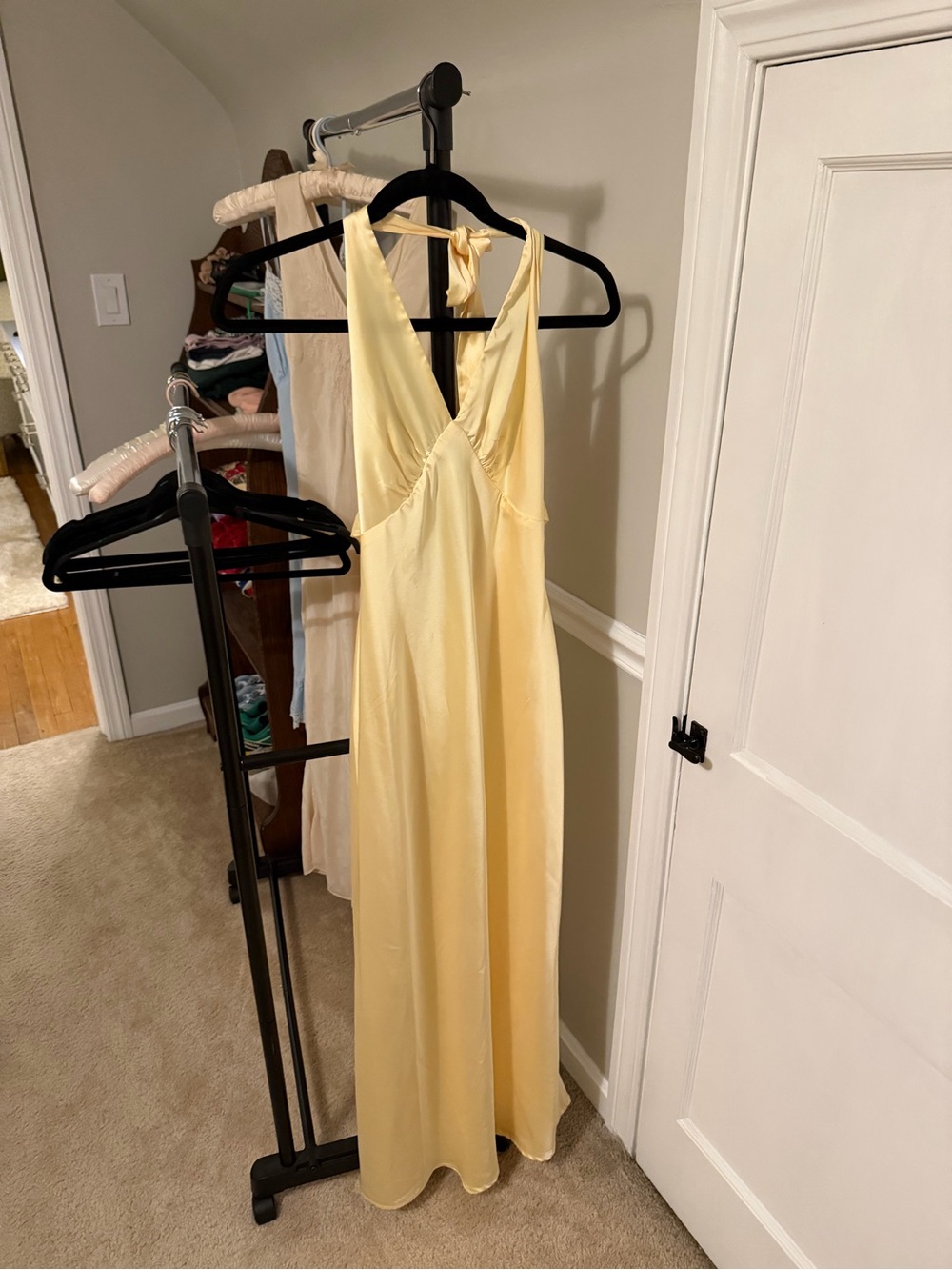 Peppermayo Pale Yellow Halter Maxi Dress